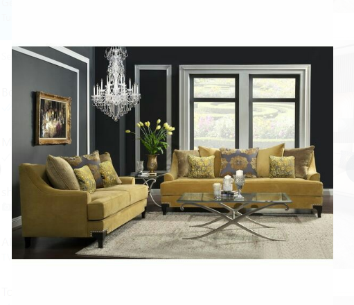 Luxury Leather Sofa 3+2 Seater Mustard Yellow Colour
