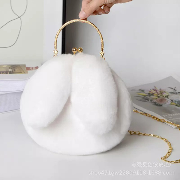 Lovely Portable Plush Bag Autumn Winter New Rabbit Ear Clip Mouth Bag - Image 2