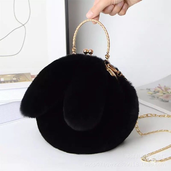 Lovely Portable Plush Bag Autumn Winter New Rabbit Ear Clip Mouth Bag - Image 3