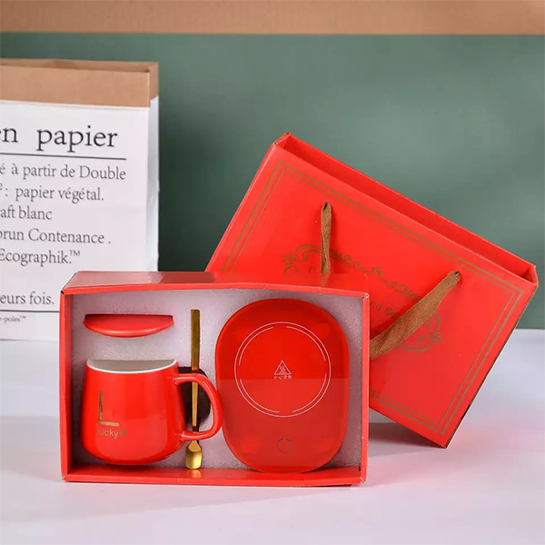 Tea Cups Ceramics USB Charging Smart Heated Mug with Heater Spoon - Image 5