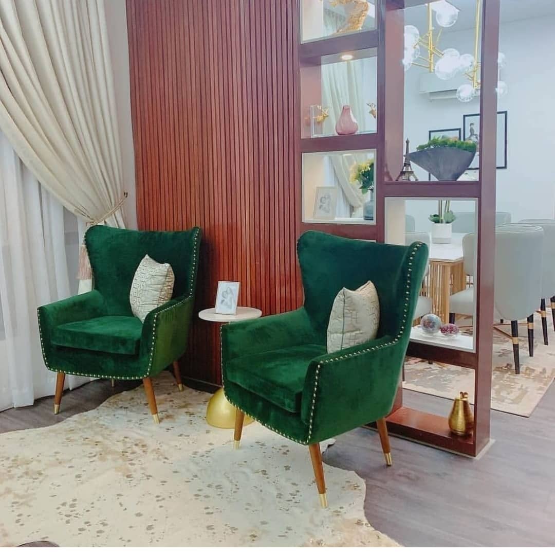 Velvet (1+1) Seater Sofa Green Color